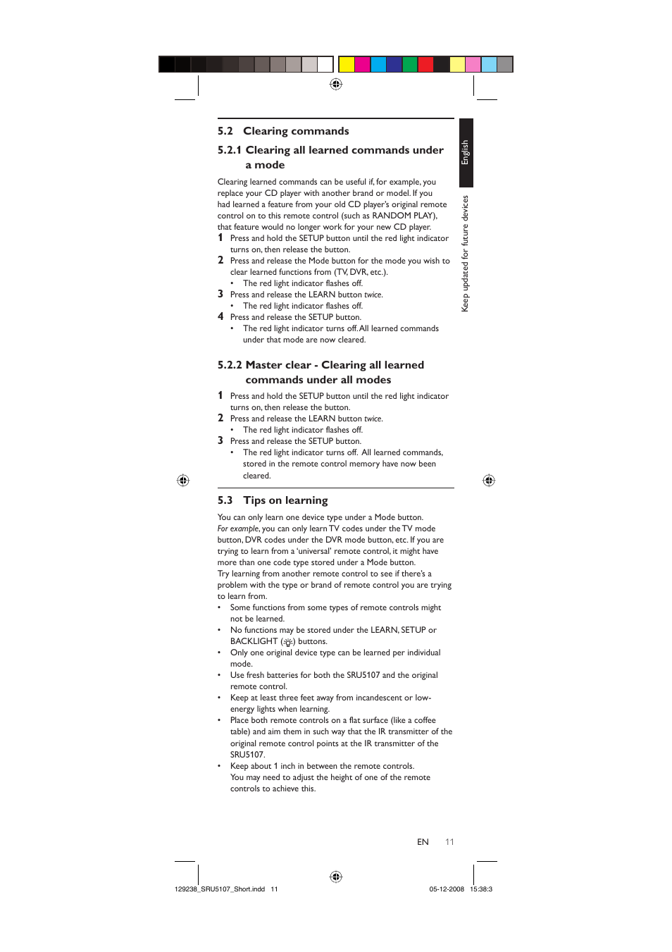 3 tips on learning | Philips SRU5107-27 User Manual | Page 11 / 40