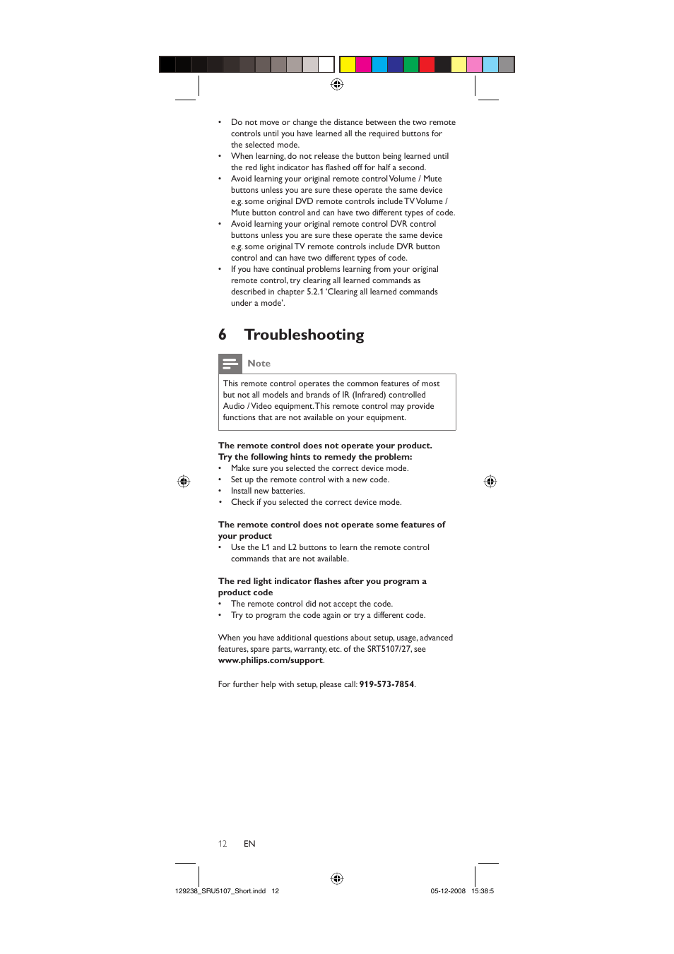 6 troubleshooting | Philips SRU5107-27 User Manual | Page 12 / 40