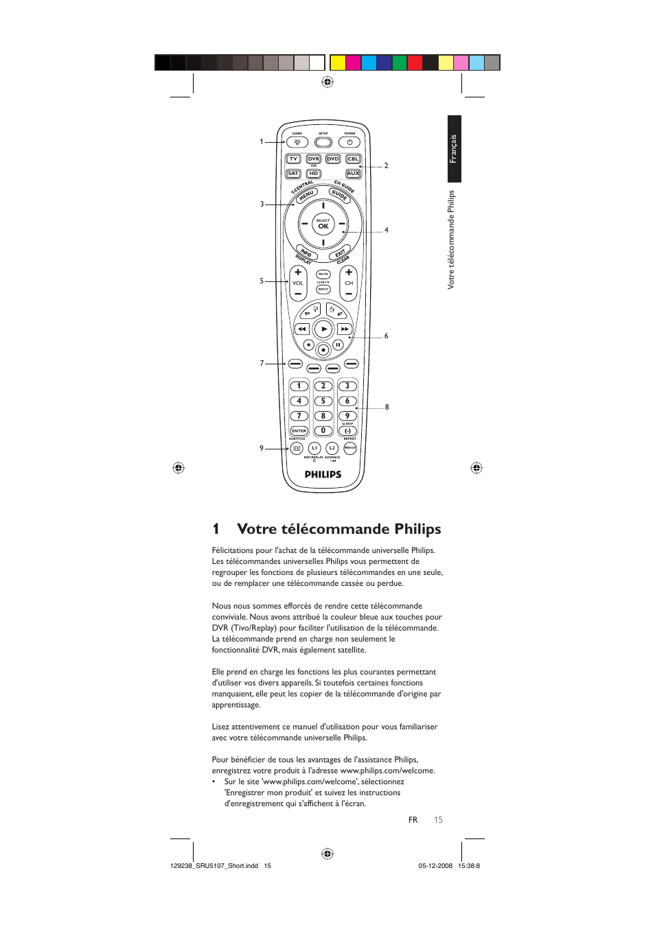 1 votre télécommande philips | Philips SRU5107-27 User Manual | Page 15 / 40