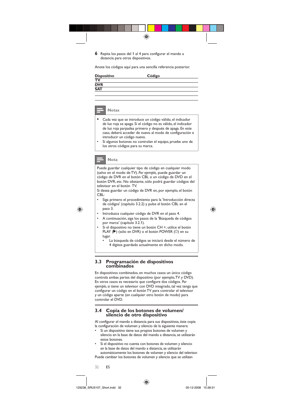 3 programación de dispositivos combinados | Philips SRU5107-27 User Manual | Page 32 / 40