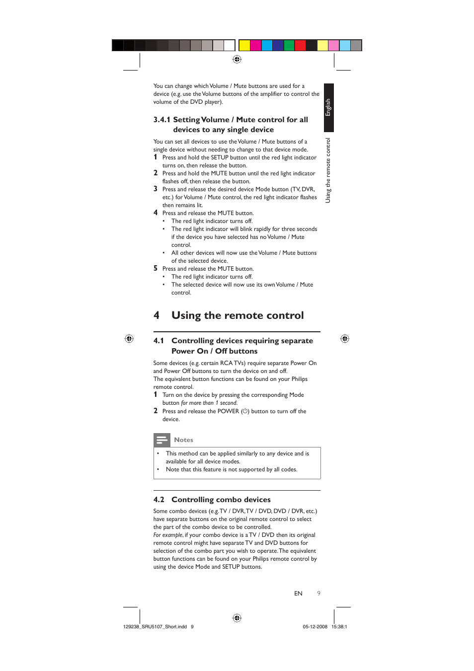 4 using the remote control | Philips SRU5107-27 User Manual | Page 9 / 40