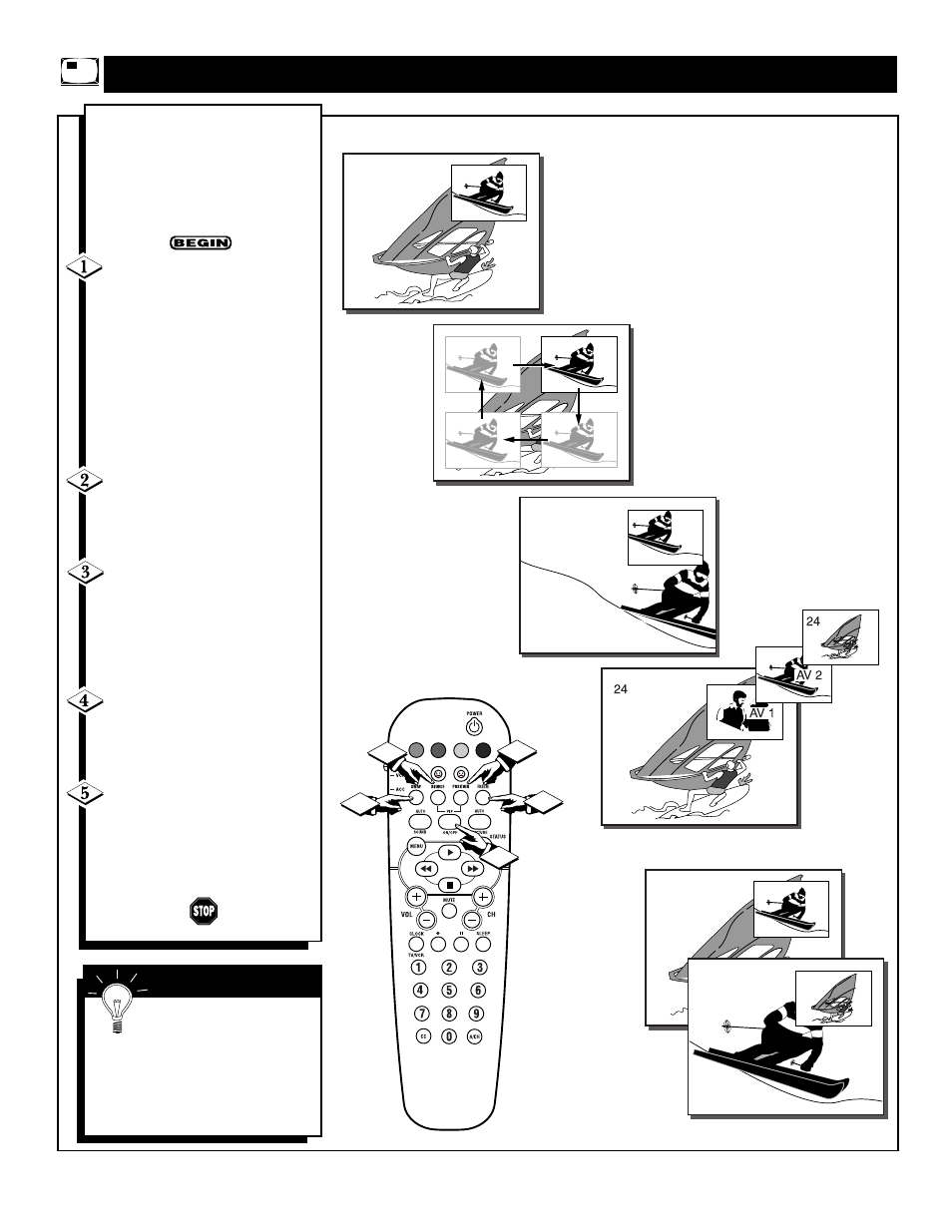 Pip f, Sing the, Eature | Emote, Uttons | Philips 32PS60B User Manual | Page 42 / 48