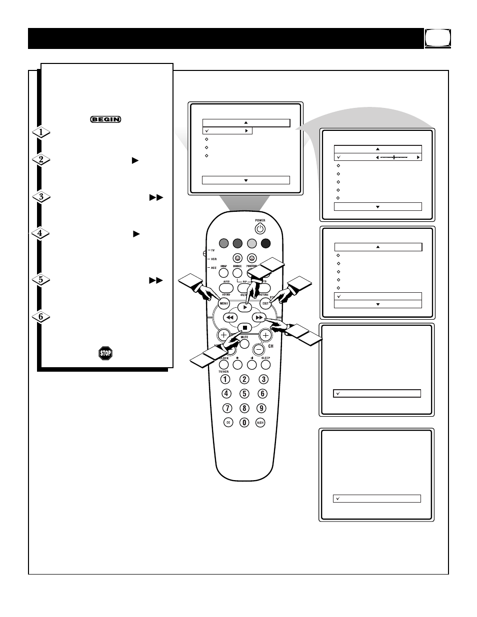 Ow to, Se the, Ontrast | Lack, Tretch, Ontrol | Philips 32PS60B User Manual | Page 7 / 48