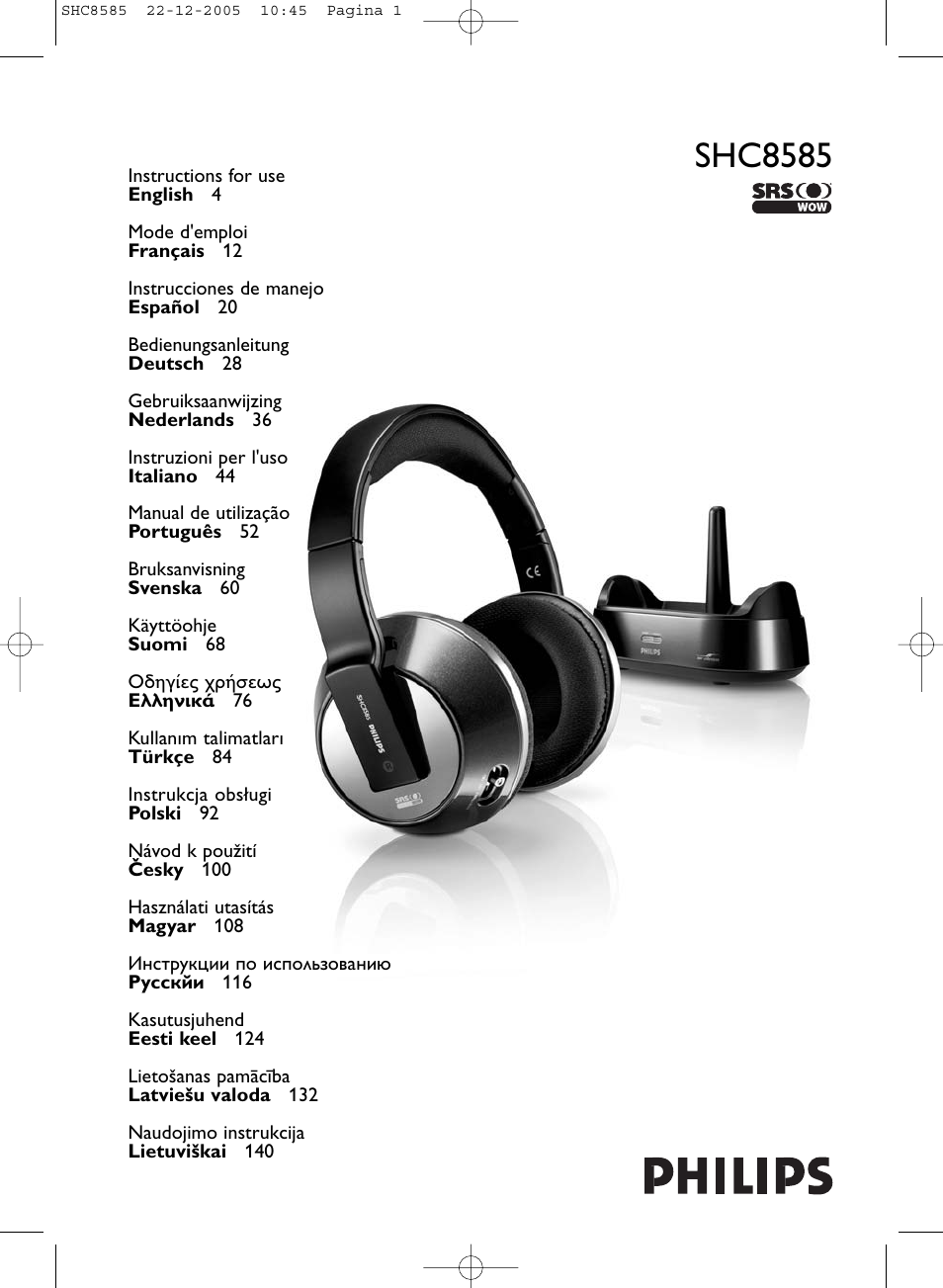 Philips SHC8585-05 User Manual | 149 pages
