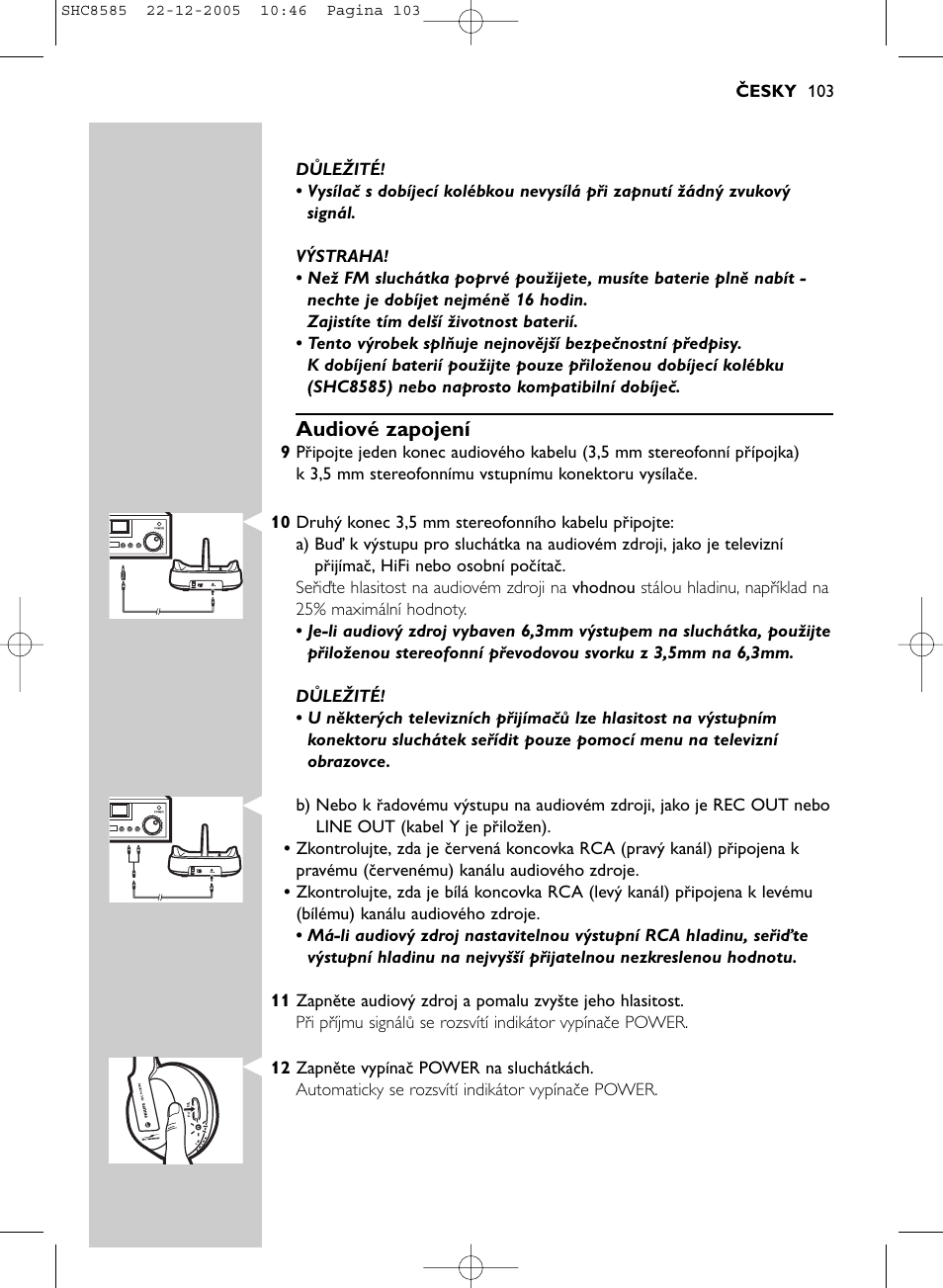 Audiové zapojení | Philips SHC8585-05 User Manual | Page 103 / 149