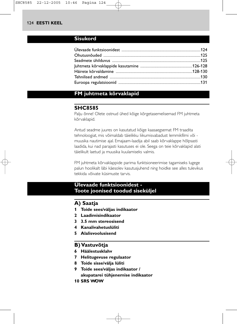 Philips SHC8585-05 User Manual | Page 124 / 149