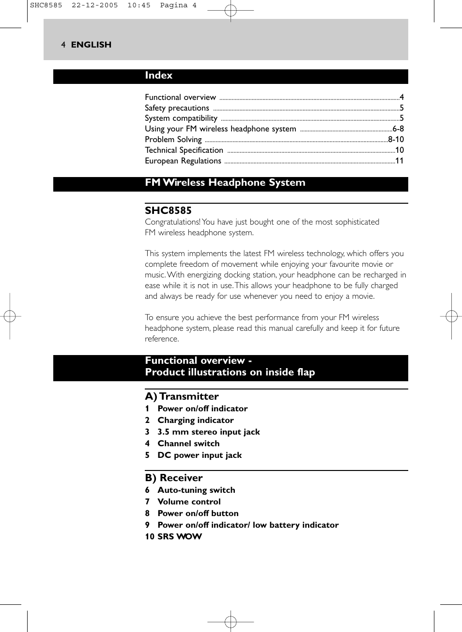 Philips SHC8585-05 User Manual | Page 4 / 149