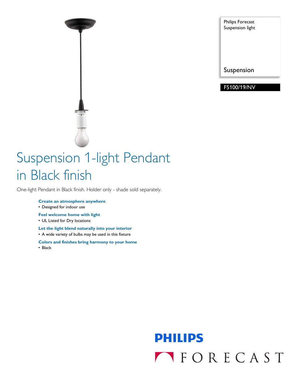 Philips F510019NV User Manual | 2 pages