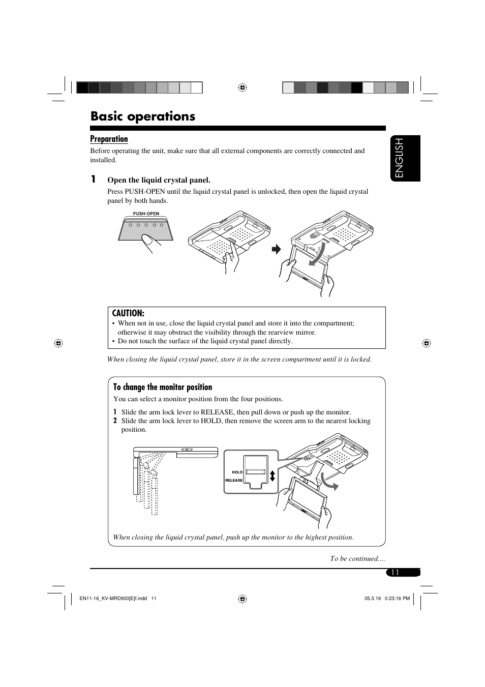 Basic operations, English | JVC KV-MRD900 User Manual | Page 11 / 40