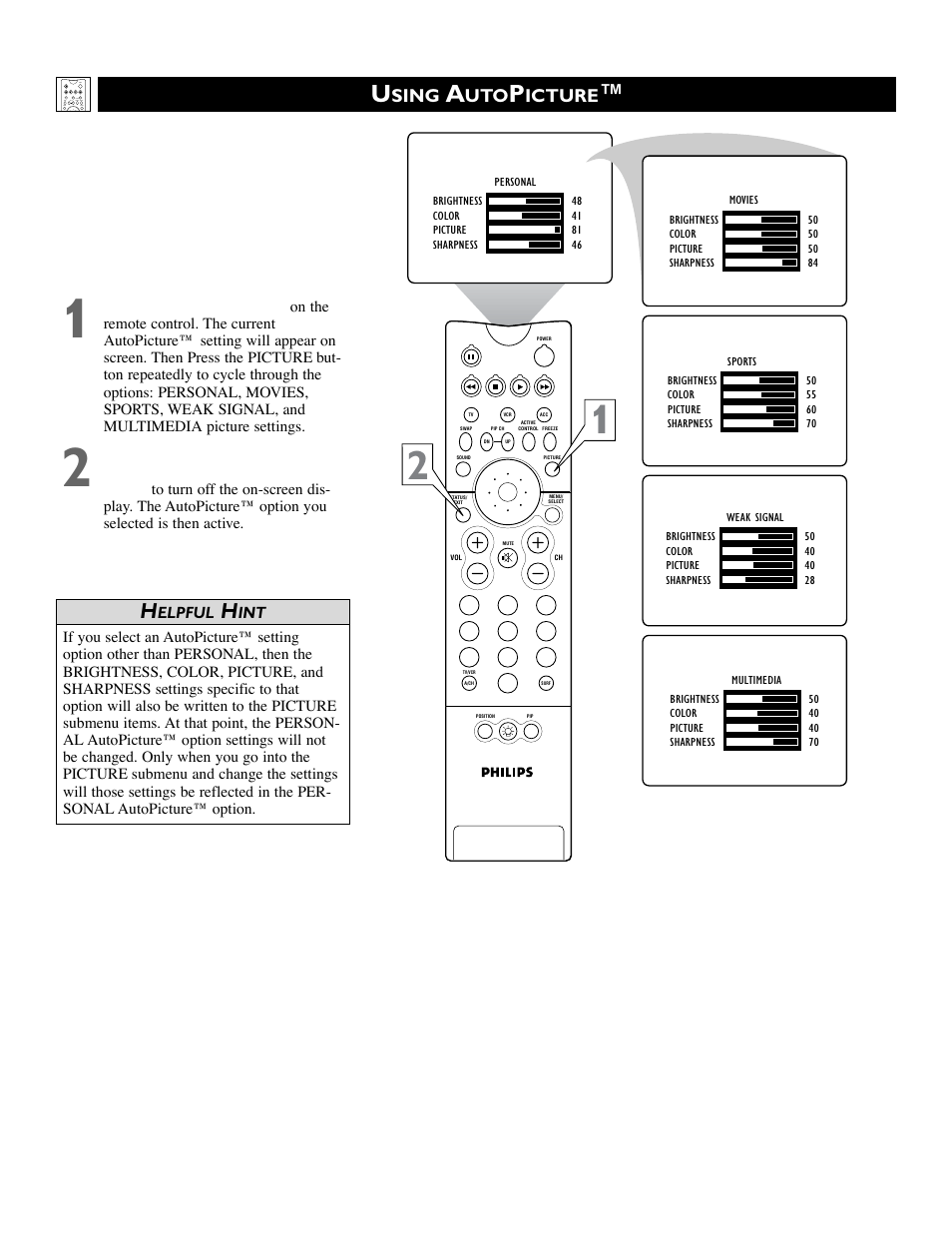 Sing, Icture | Philips 55PW9383 User Manual | Page 26 / 72