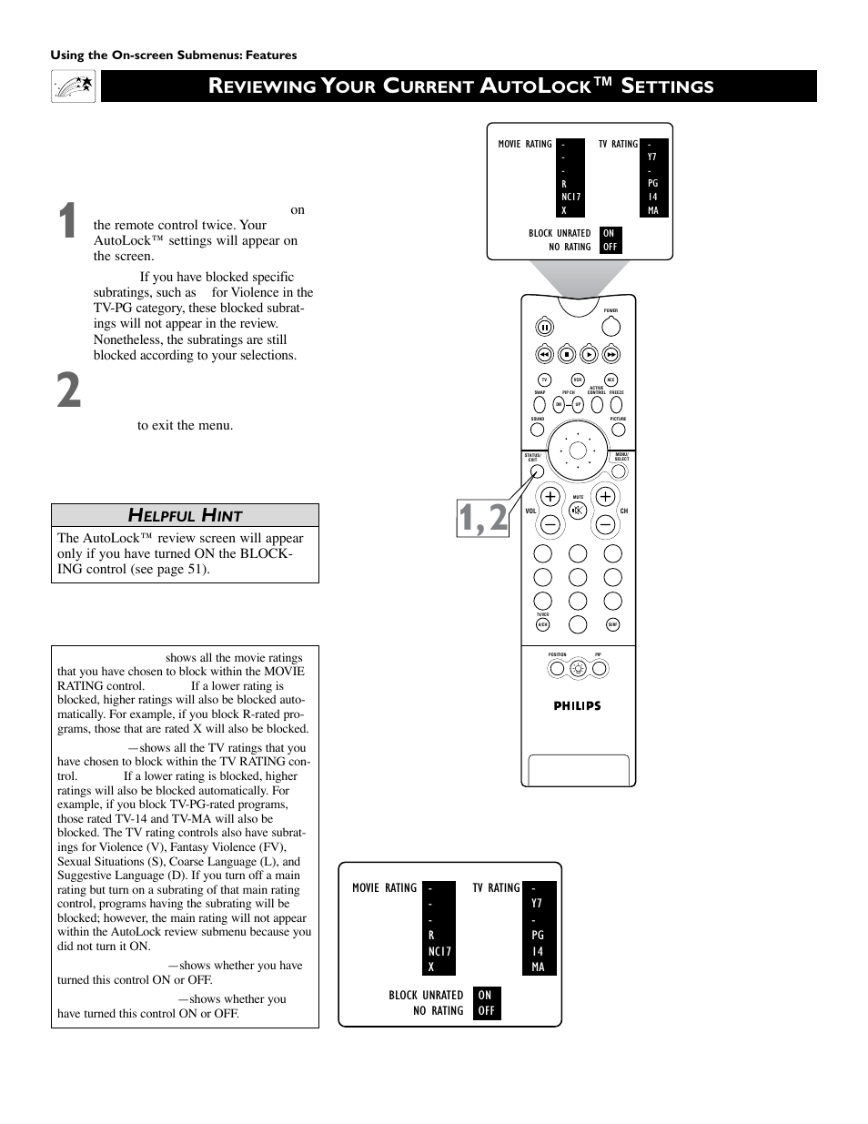 Eviewing, Urrent, Ettings | Philips 55PW9383 User Manual | Page 54 / 72