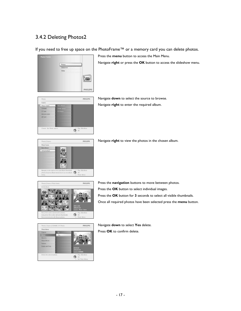 2 deleting photos2 | Philips 9FF2M4-37 User Manual | Page 18 / 86