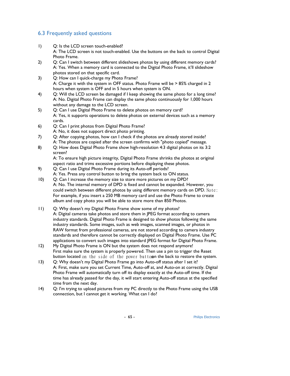 3 frequently asked questions | Philips 9FF2M4-37 User Manual | Page 66 / 86