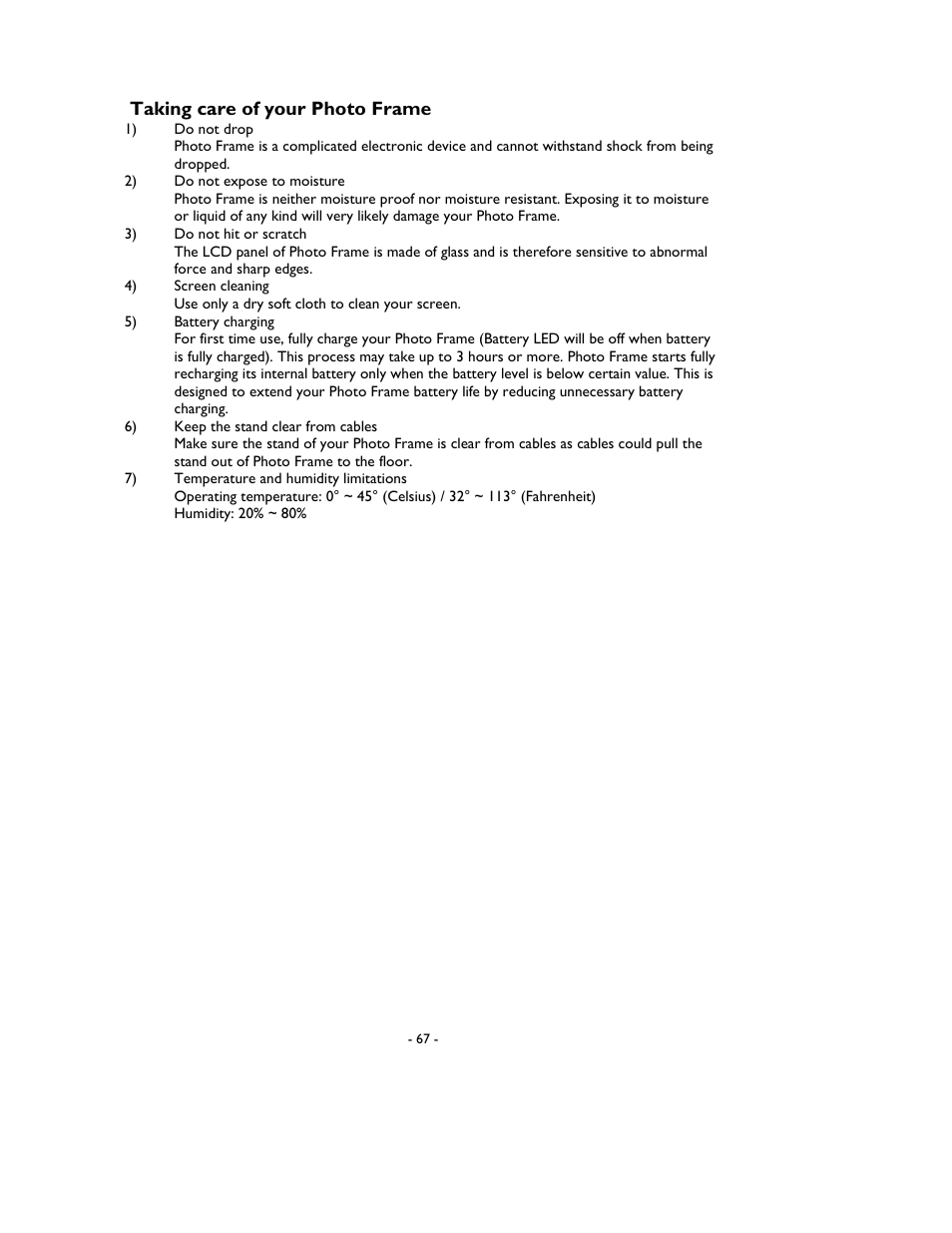 Taking care of your photo frame | Philips 9FF2M4-37 User Manual | Page 83 / 86