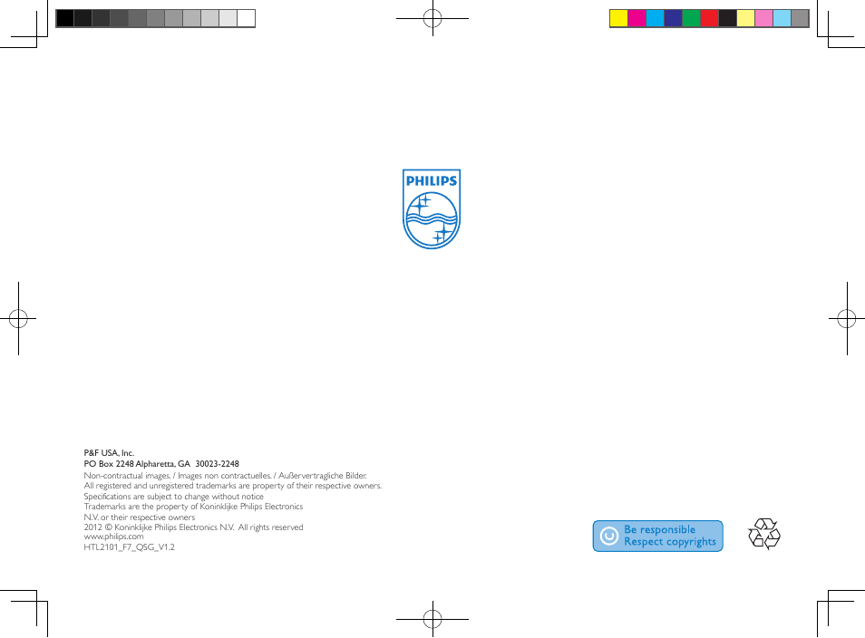 Philips HTL2101-F7 User Manual | Page 12 / 12