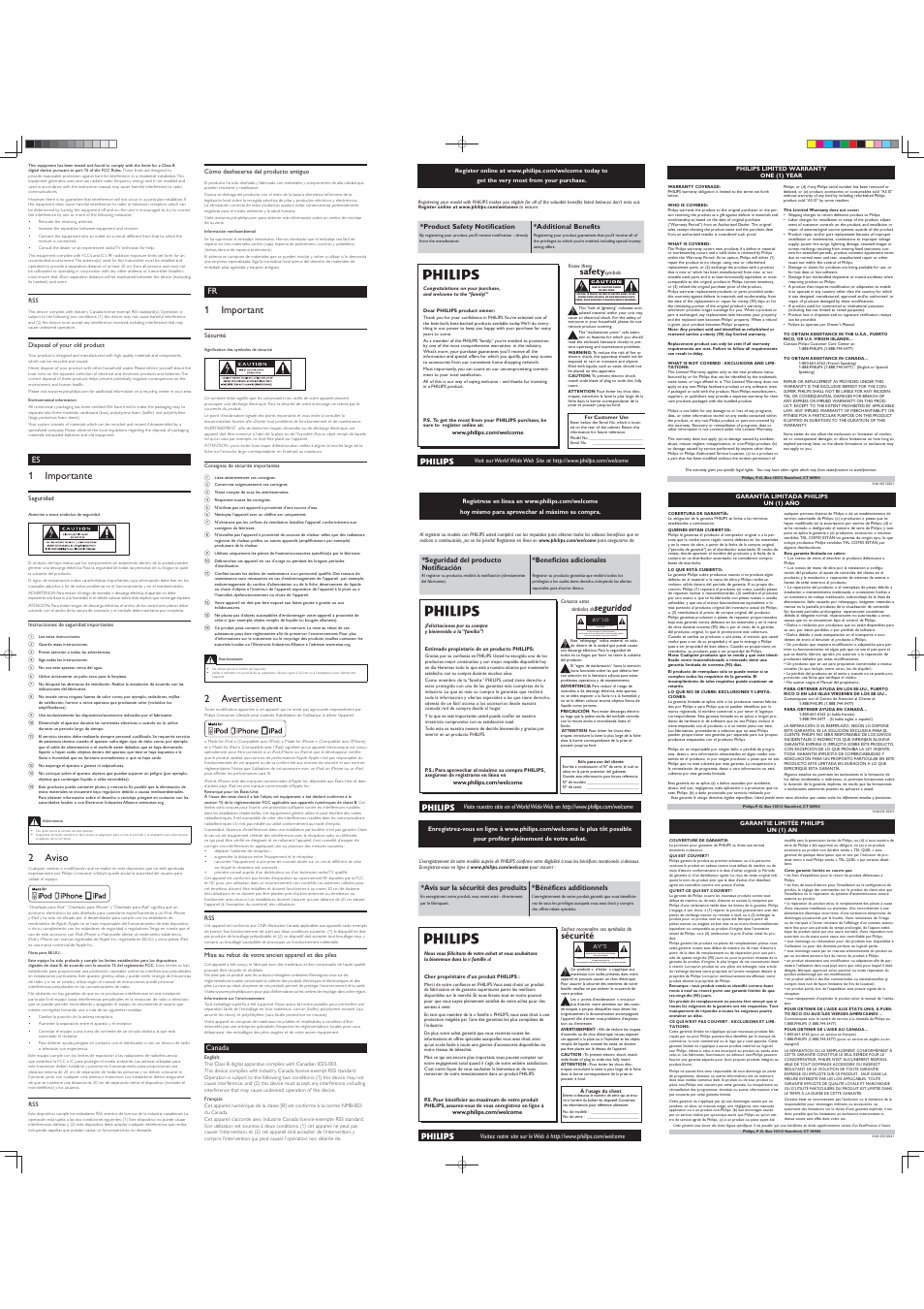 Psruwdqw, Yhuwlvvhphqw, Psruwdqwh | Ylvr, Seguridad, Sécurité, Safety | Philips PV7002I-37 User Manual | Page 2 / 2