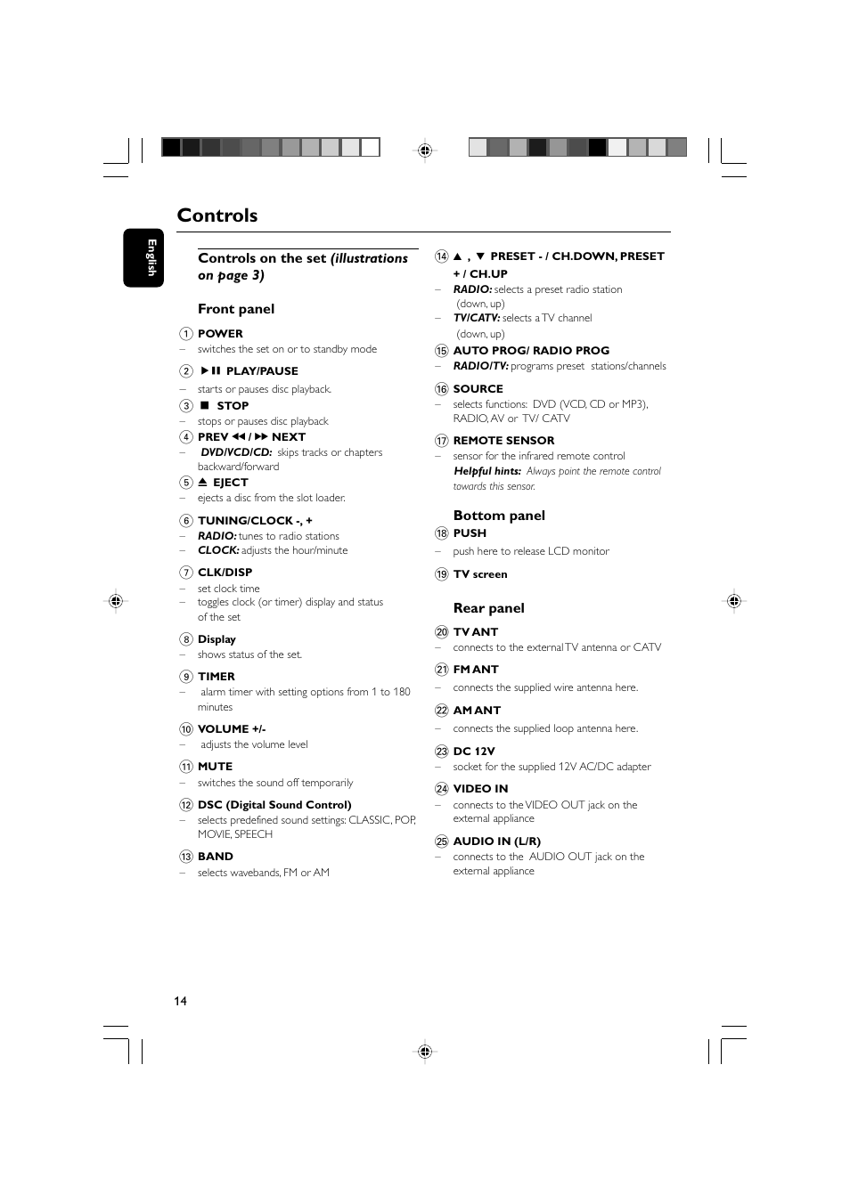 Controls | Philips AJL700-37B User Manual | Page 14 / 31