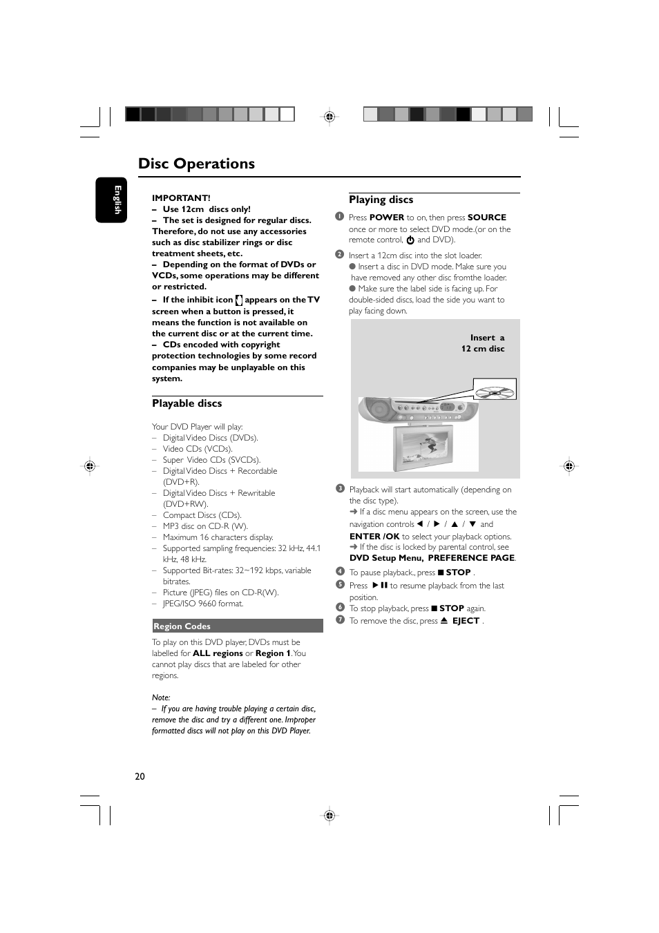 Disc operations | Philips AJL700-37B User Manual | Page 20 / 31