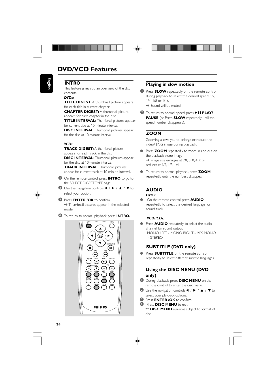 Dvd/vcd features | Philips AJL700-37B User Manual | Page 24 / 31