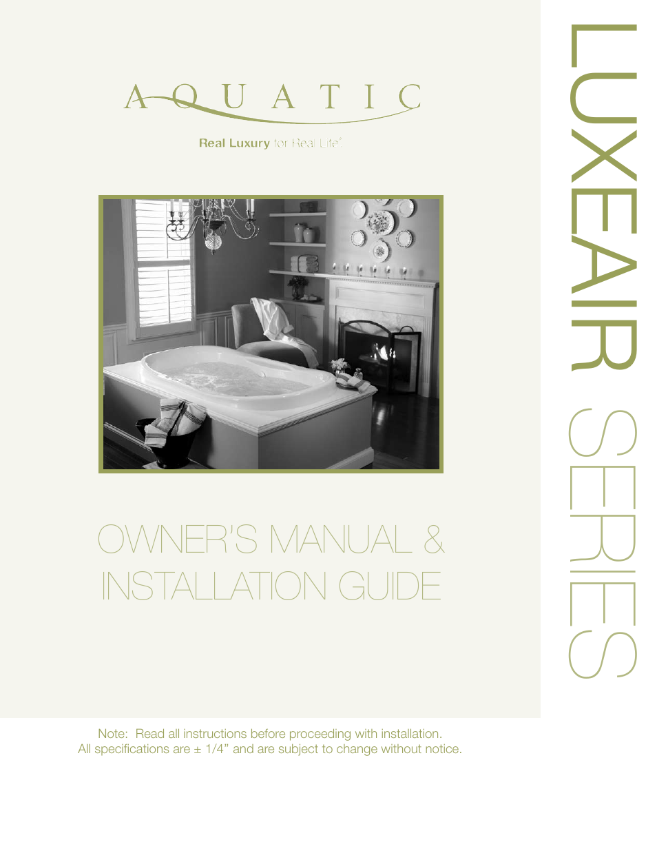 Aquatic LuxeAir Series User Manual | 36 pages