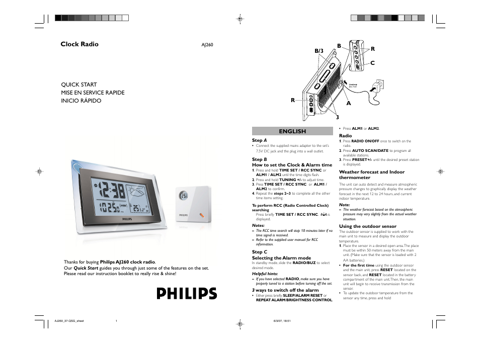 Philips AJ260-37 User Manual | 2 pages