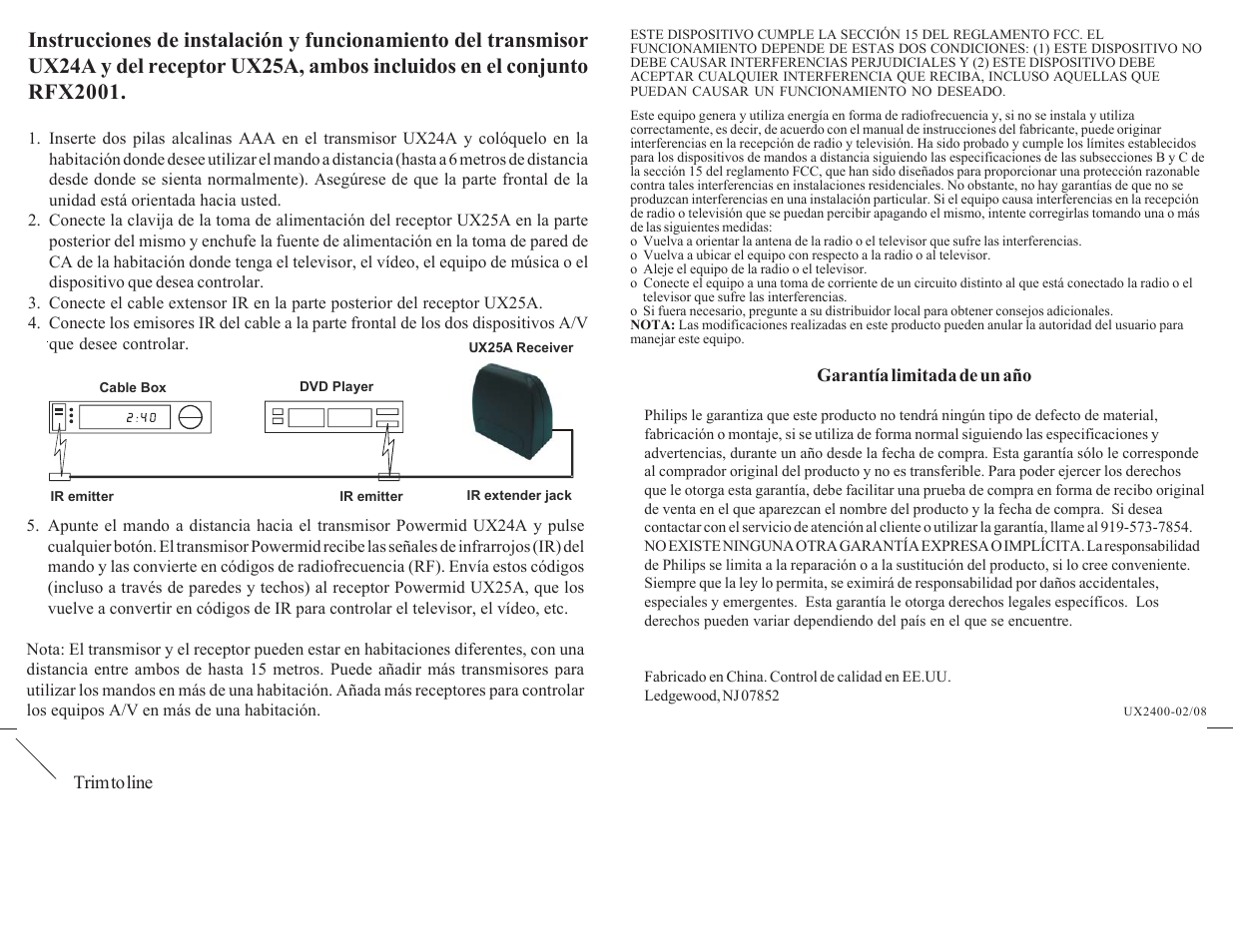 Philips RFX2001WM-17 User Manual | Page 2 / 2