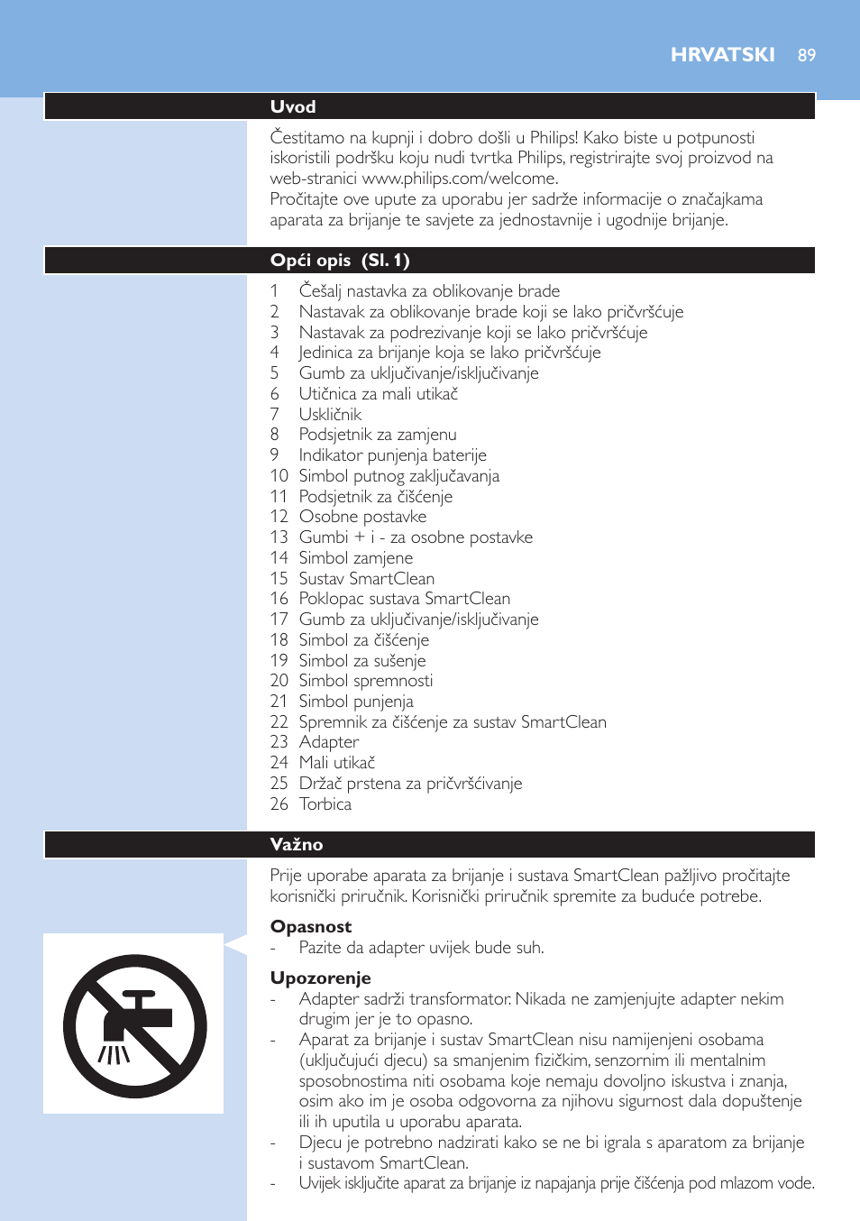 Hrvatski, Hrvatski 89 | Philips S9321-88 User Manual | Page 89 / 342