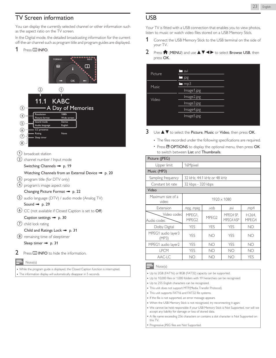 Tv screen information, 1 kabc | Philips 58PFL4609-F7 User Manual | Page 23 / 56