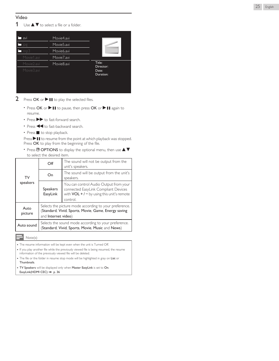 Video | Philips 58PFL4609-F7 User Manual | Page 25 / 56