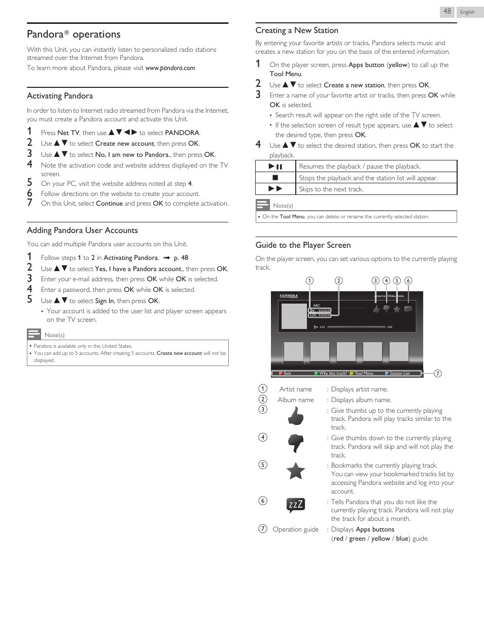 Pandoran operations | Philips 58PFL4609-F7 User Manual | Page 48 / 56