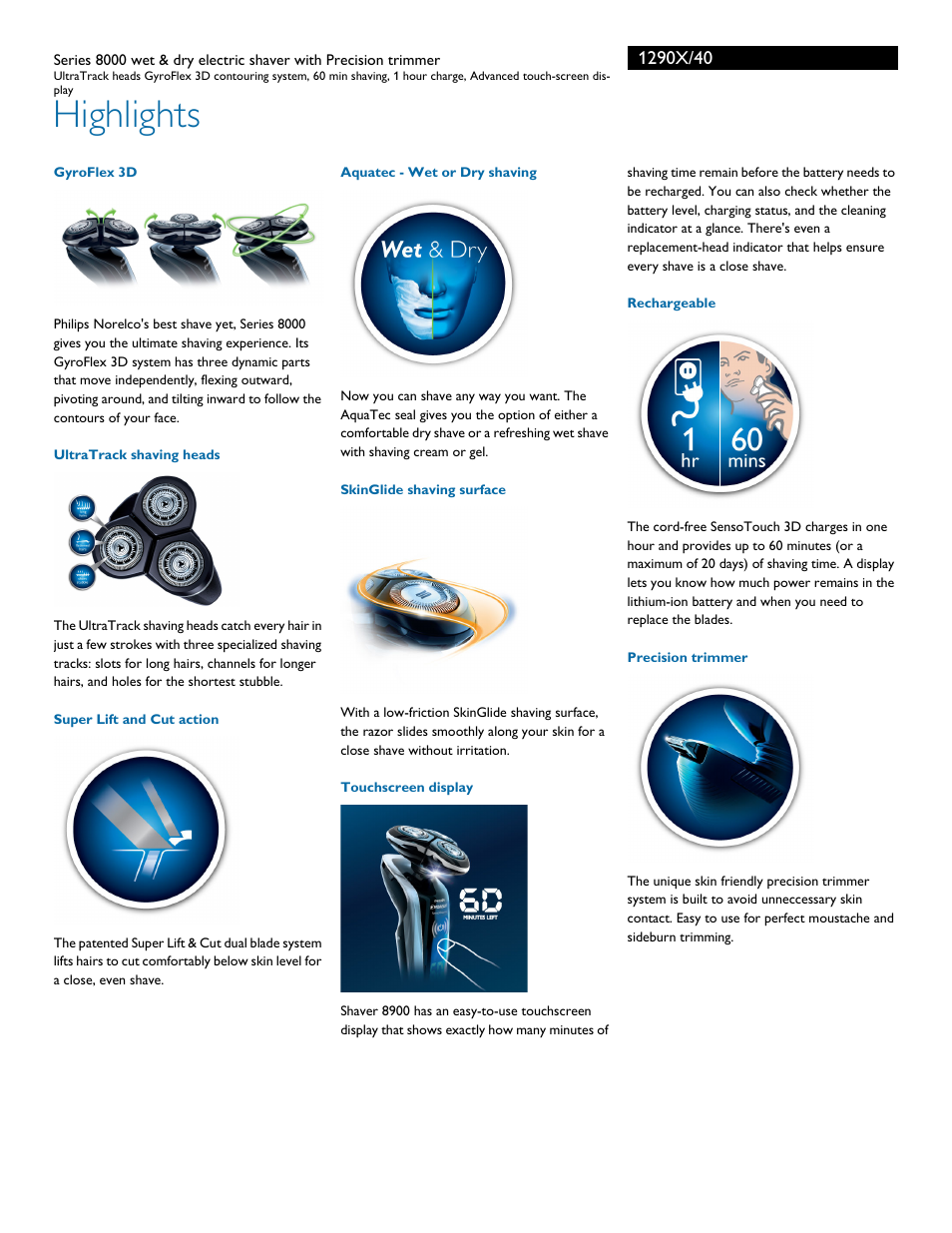 Highlights | Philips 1290X-40 User Manual | Page 2 / 3