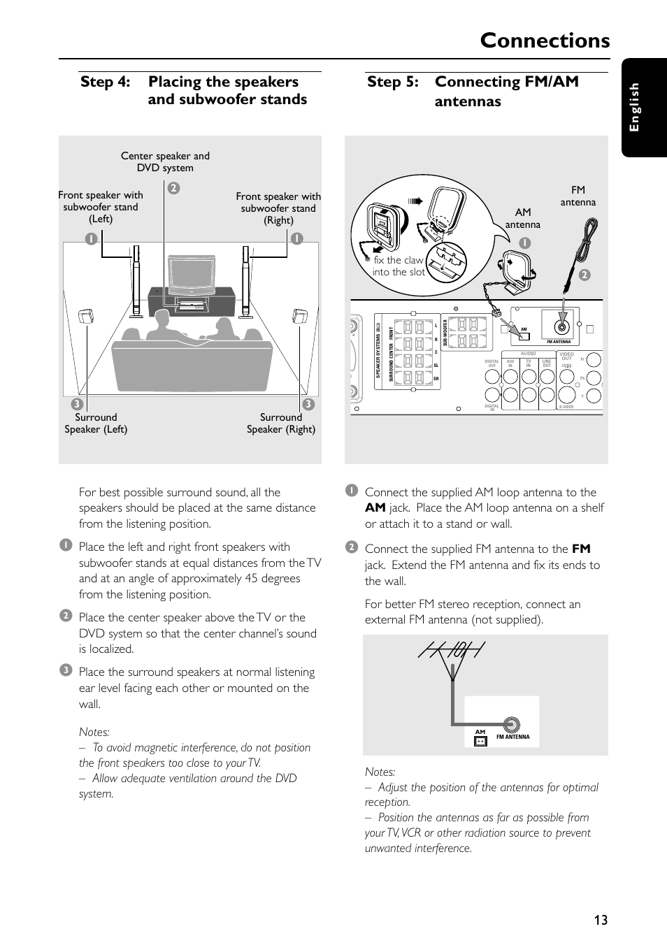 Connections, English | Philips MX5600D-99 User Manual | Page 15 / 50