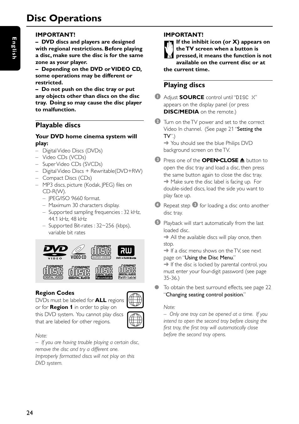 Disc operations | Philips MX5600D-99 User Manual | Page 26 / 50