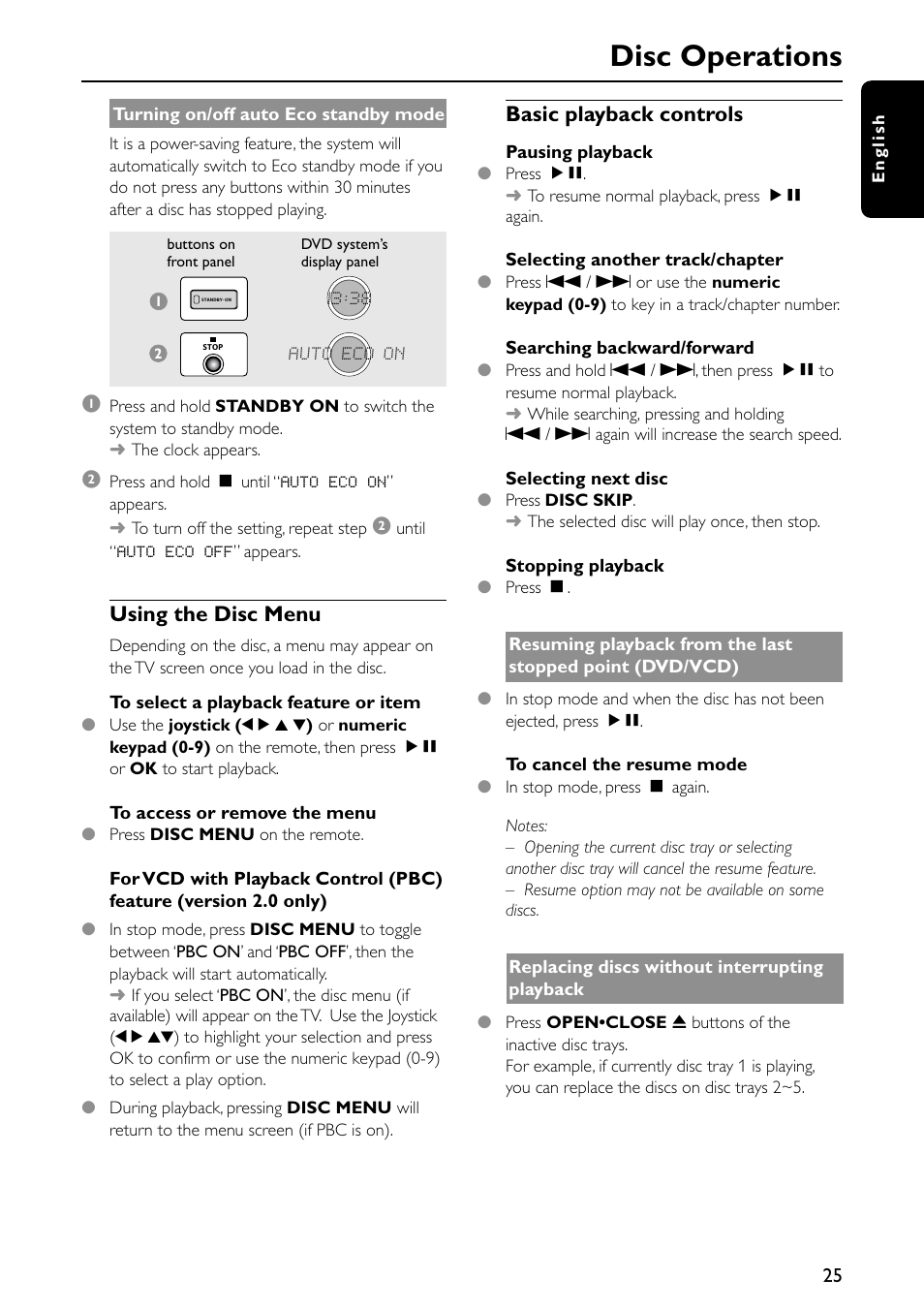 Disc operations, Basic playback controls, Using the disc menu | Philips MX5600D-99 User Manual | Page 27 / 50