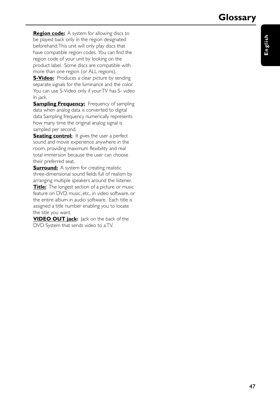 Glossary | Philips MX5600D-99 User Manual | Page 49 / 50
