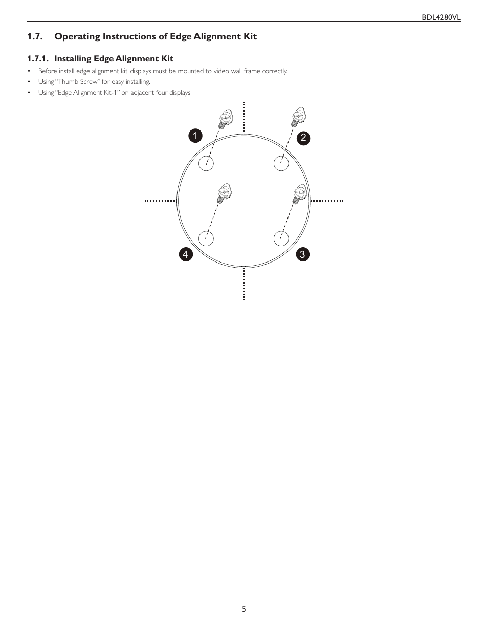 Operating instructions of edge alignment kit, Installing edge alignment kit | Philips Signage Solutions V-Line Display BDL4280VL 42" Edge LED Backlight Full HD 700cd-m² User Manual | Page 14 / 45