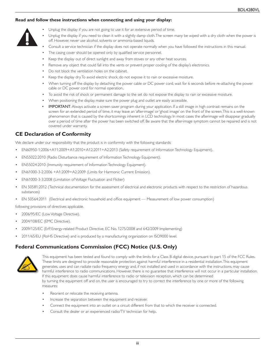 Ce declaration of conformity | Philips Signage Solutions V-Line Display BDL4280VL 42" Edge LED Backlight Full HD 700cd-m² User Manual | Page 3 / 45