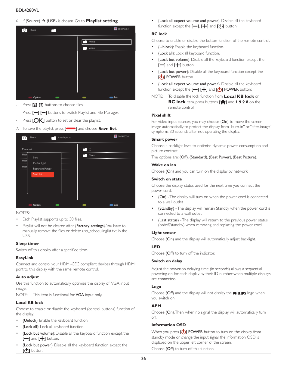 Philips Signage Solutions V-Line Display BDL4280VL 42" Edge LED Backlight Full HD 700cd-m² User Manual | Page 35 / 45