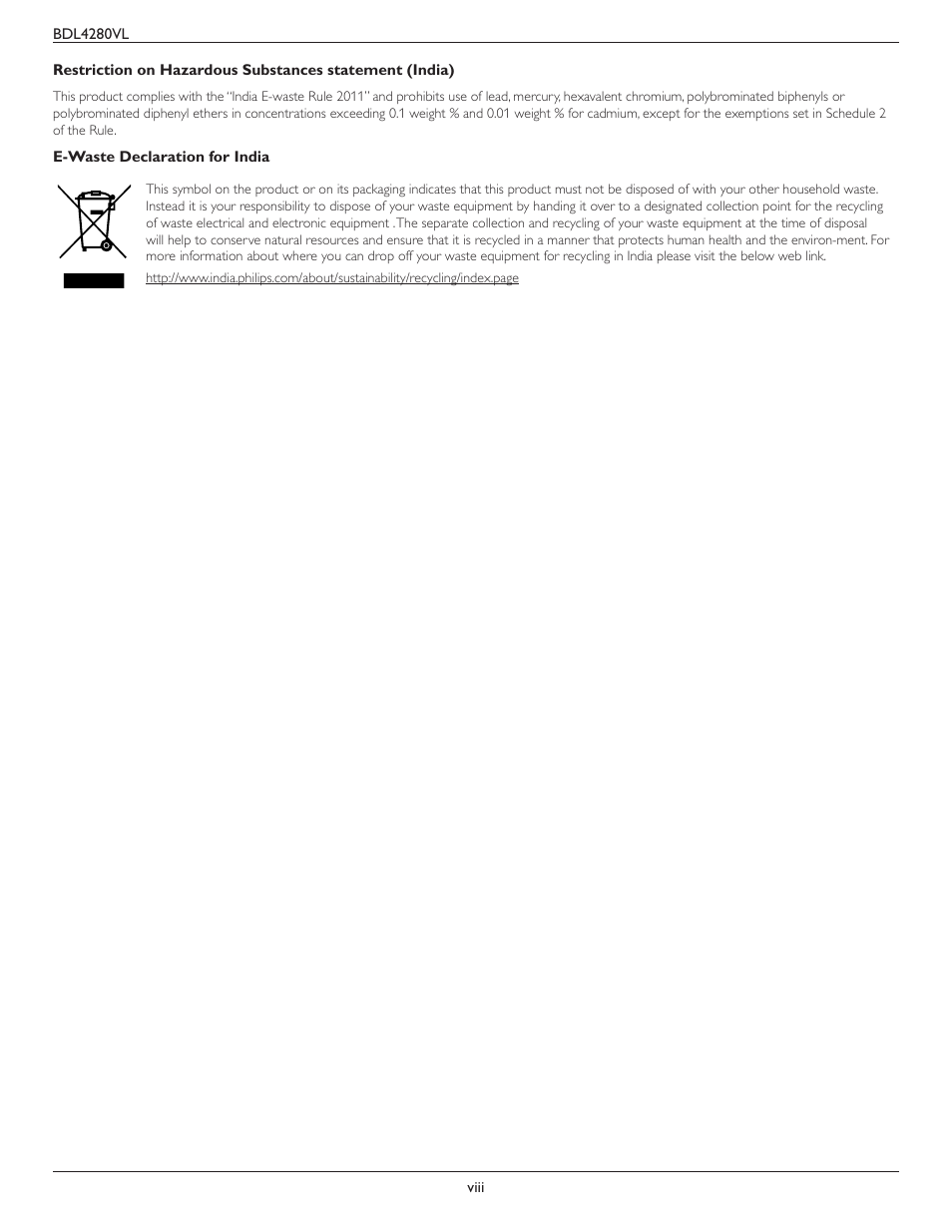 Philips Signage Solutions V-Line Display BDL4280VL 42" Edge LED Backlight Full HD 700cd-m² User Manual | Page 8 / 45