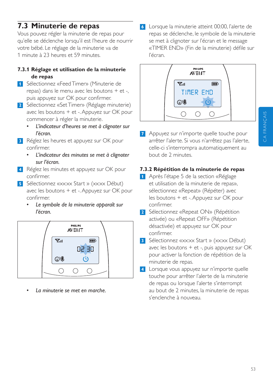 3 minuterie de repas | Philips SCD560-10 User Manual | Page 53 / 80