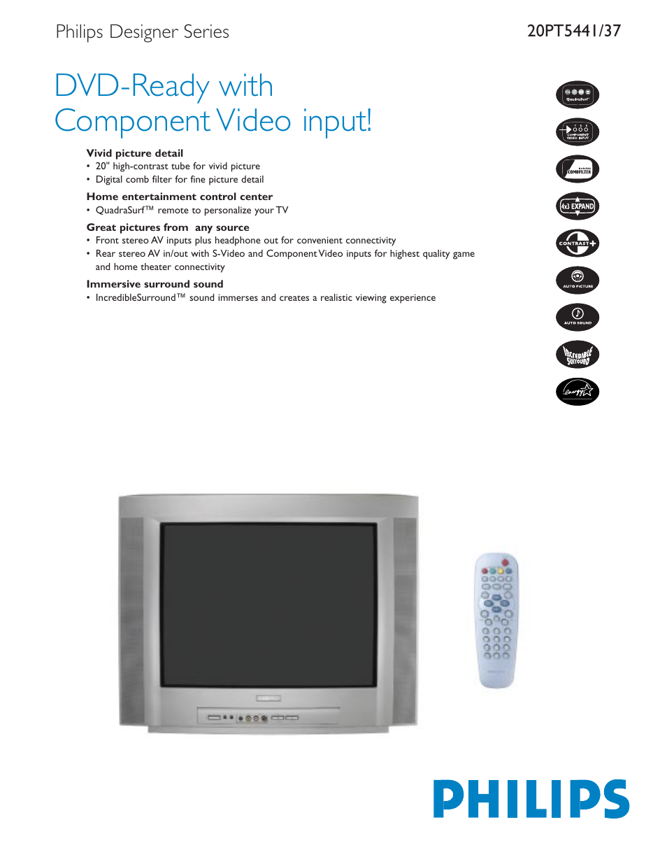 Philips 20PT5441-37B User Manual | 2 pages