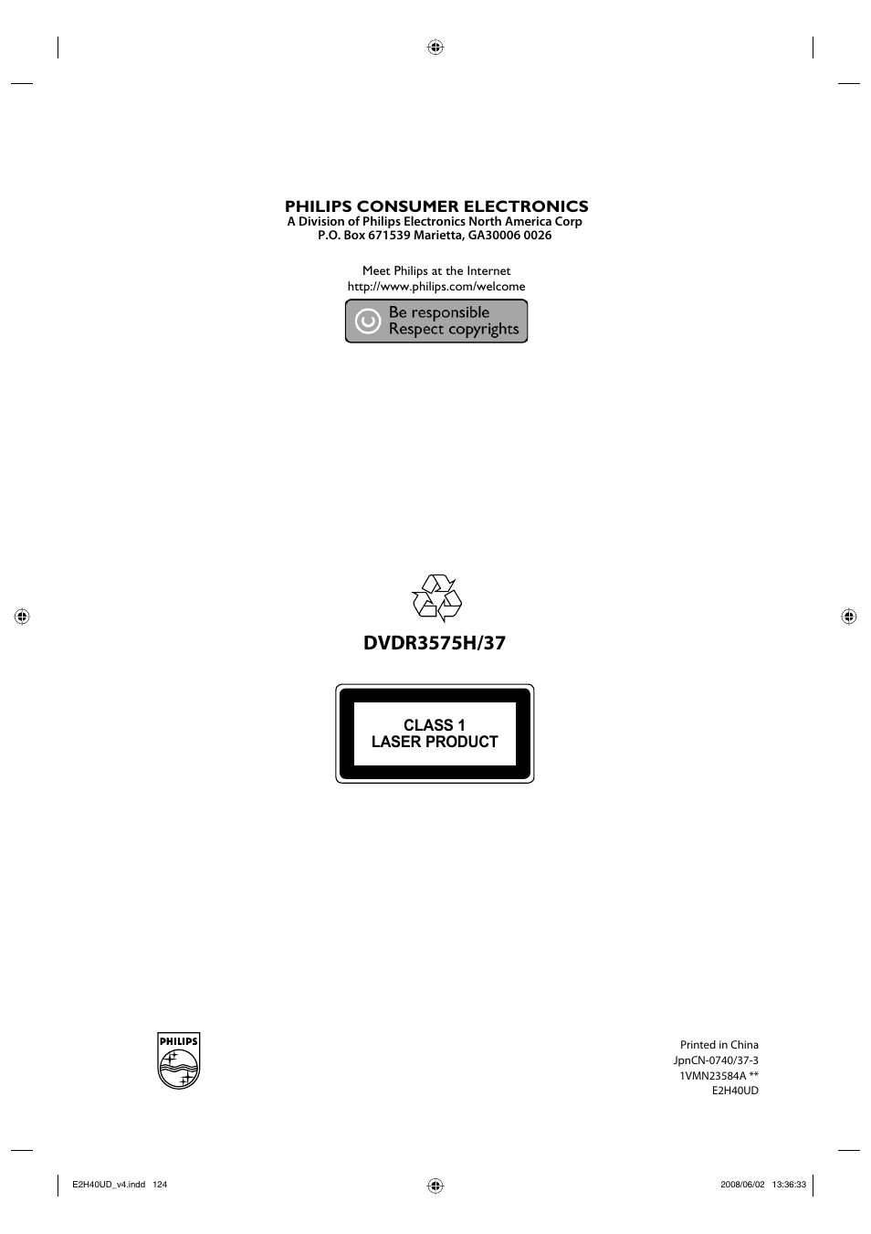 Hts6600 | Philips DVDR3575H-37E User Manual | Page 124 / 124