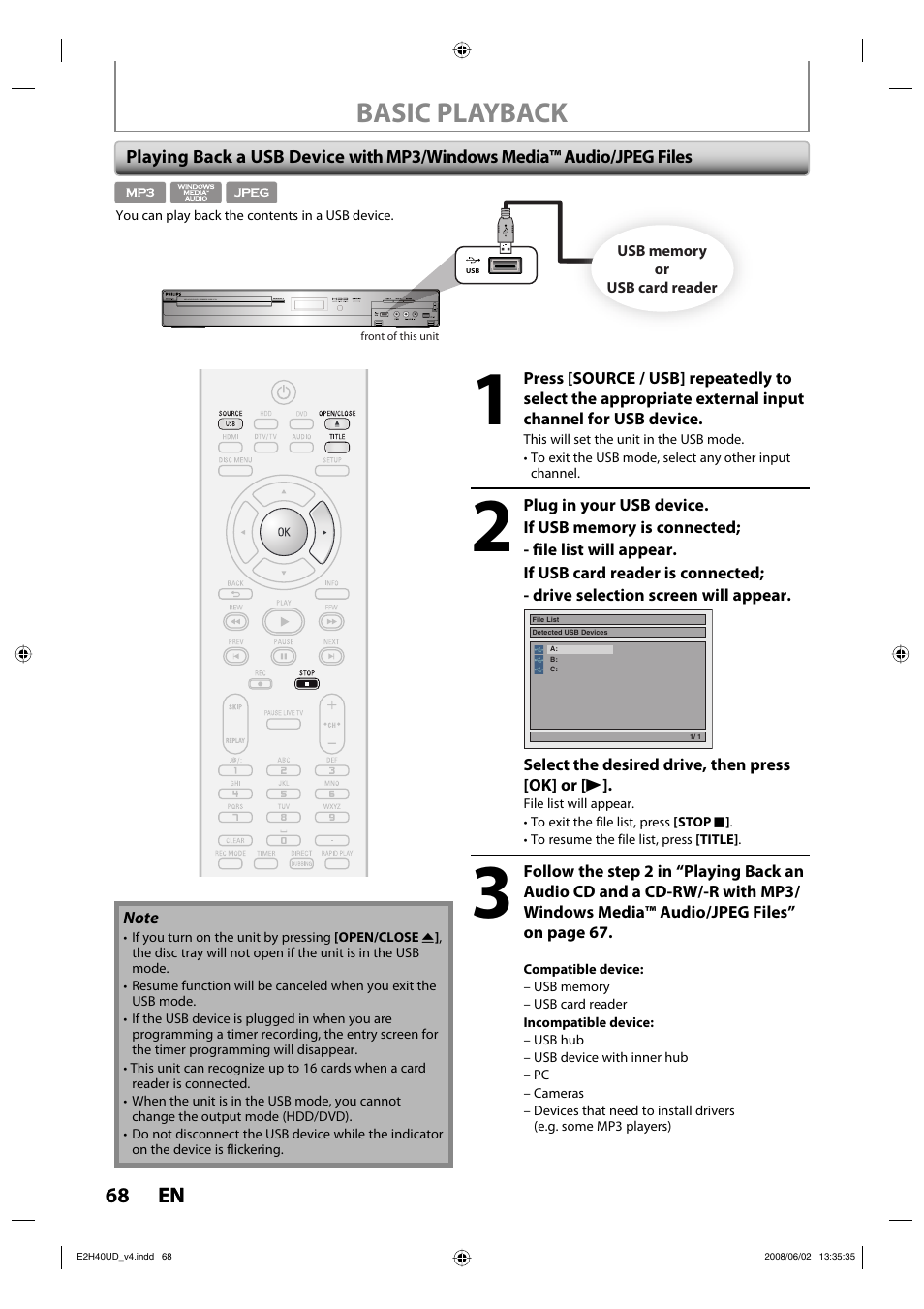 Basic playback, 68 en 68 en | Philips DVDR3575H-37E User Manual | Page 68 / 124