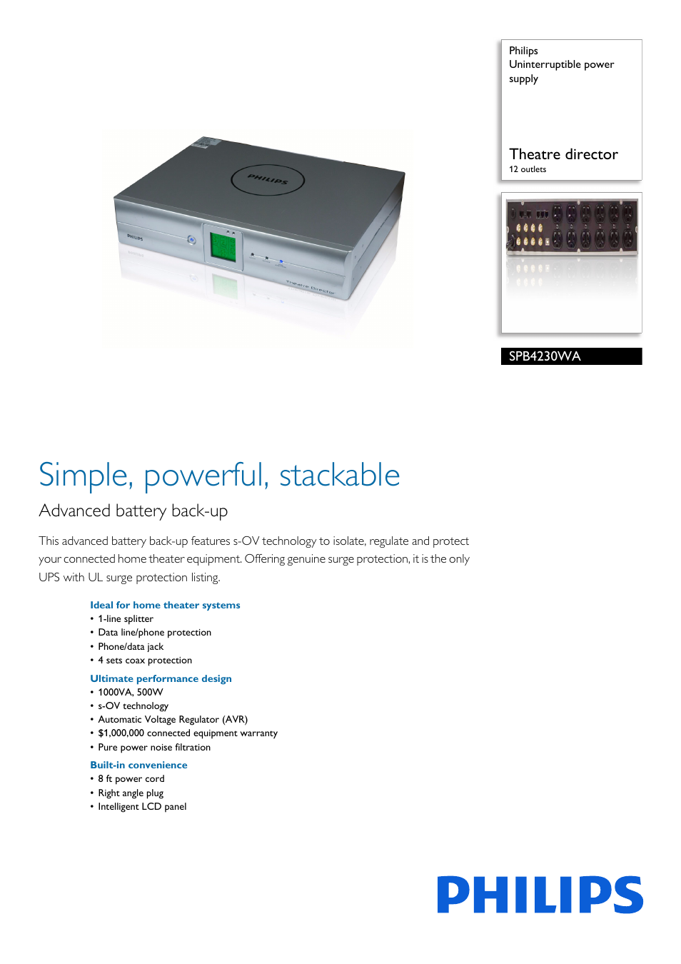 Philips SPB4230WA-17 User Manual | 2 pages