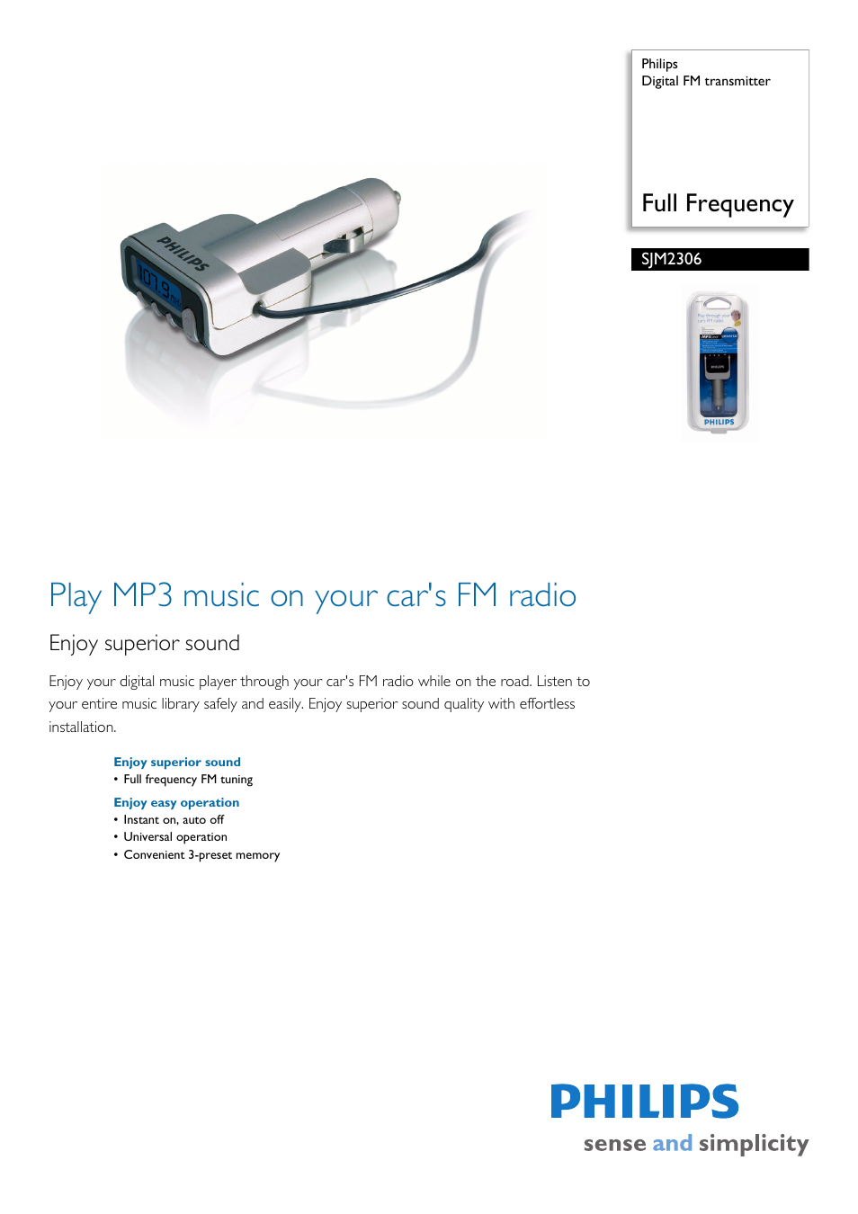 Philips SJM2306-27 User Manual | 2 pages