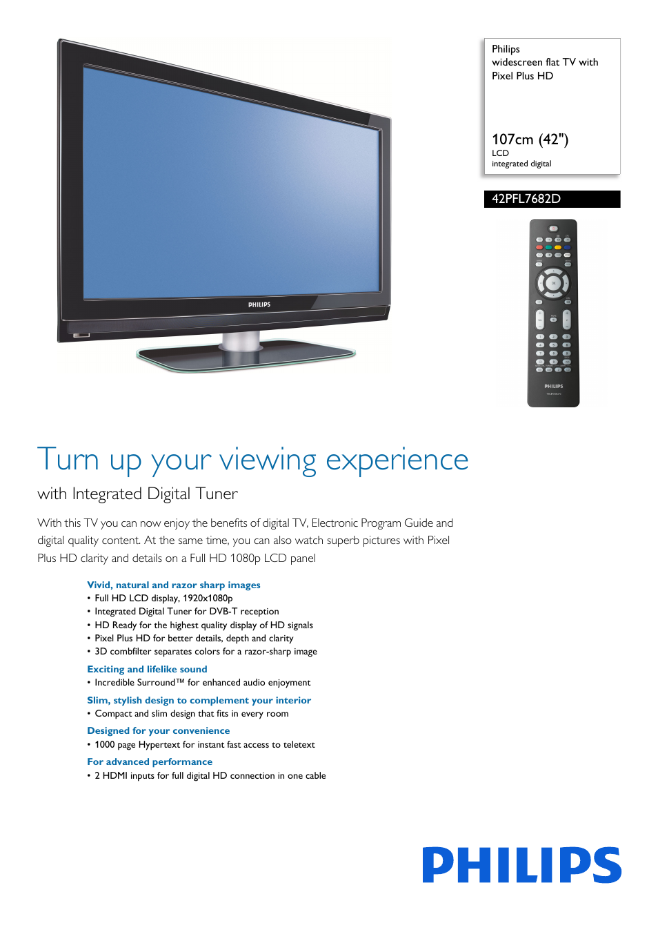 Philips 42PFL7682D-12 User Manual | 3 pages