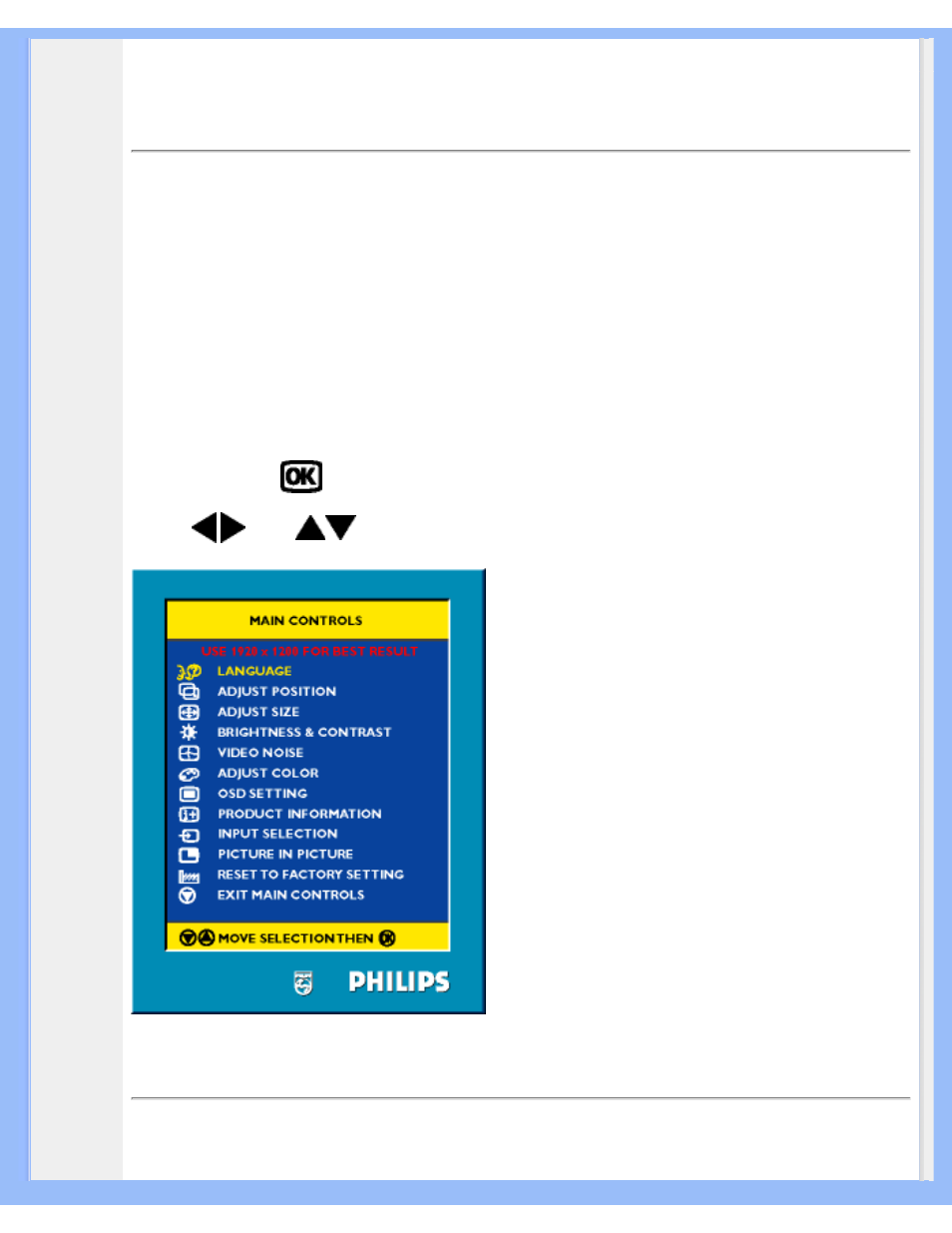 On-screen display | Philips 230W5VS-27B User Manual | Page 17 / 89