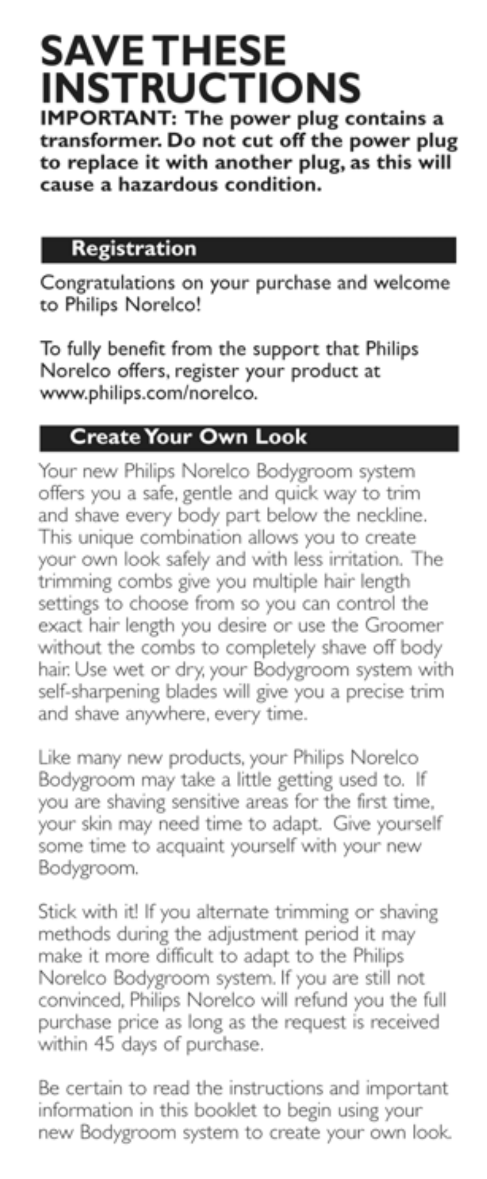 Savethese instructions | Philips BG2020-31 User Manual | Page 3 / 10