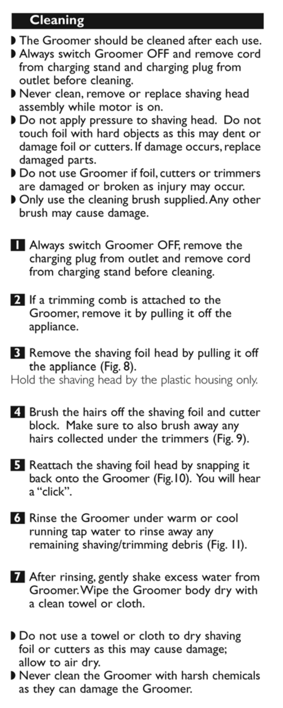 Cleaning | Philips BG2020-31 User Manual | Page 7 / 10