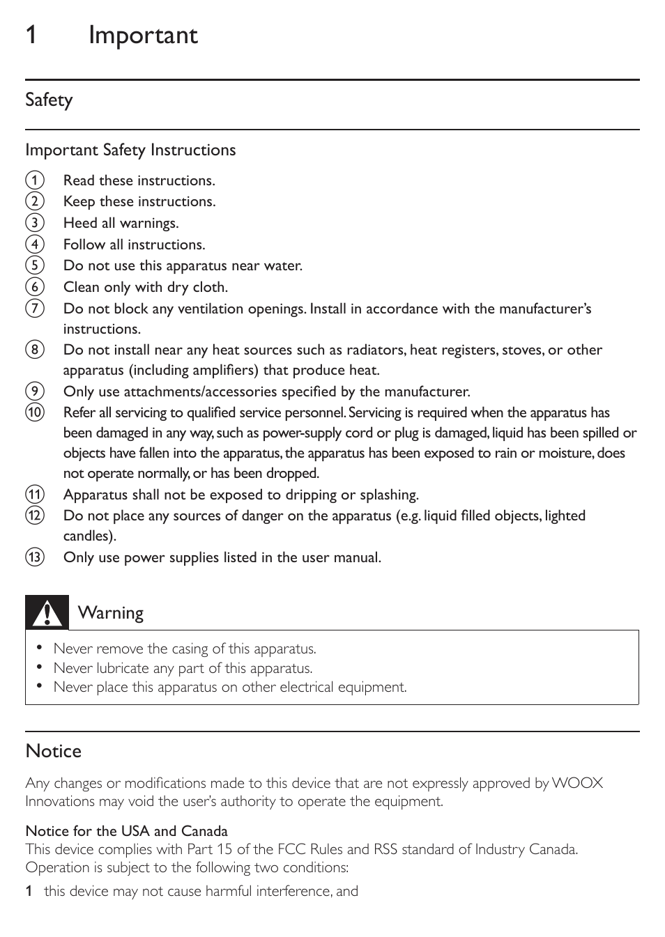 1 important, Safety, Notice | Philips SBT30ORG-37 User Manual | Page 2 / 10